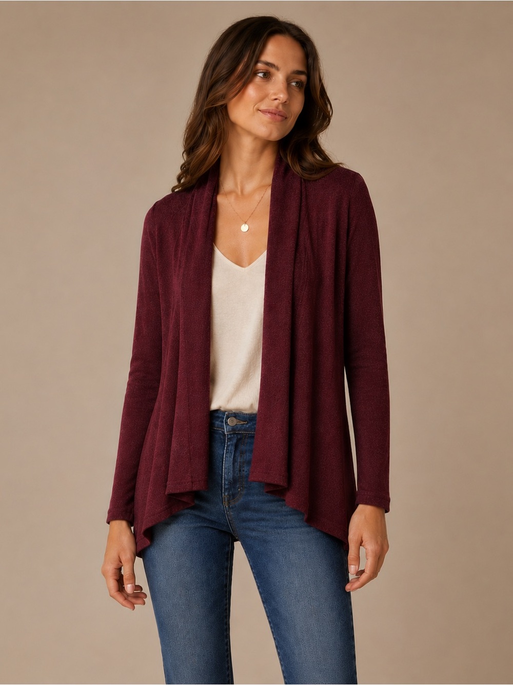 Anthropologie Saturday Sunday Burgundy Open Front Cardigan XS